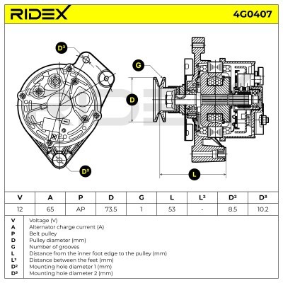 Alternator RIDEX 4G0407 4G0407 - foto 7