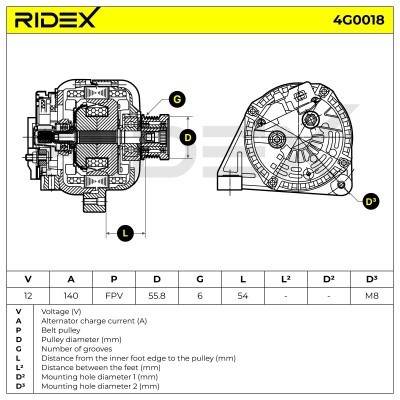 Alternator RIDEX 4G0018 4G0018 - foto 5