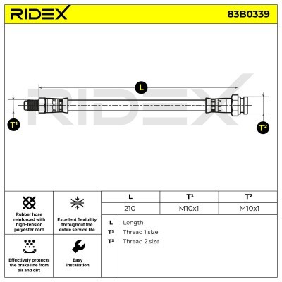 Przewód hamulcowy elast RIDEX 83B0339 83B0339 - foto 3