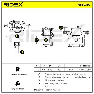 Zacisk Hamulcowy RIDEX 78B2110 78B2110 - foto 3