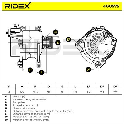 Alternator RIDEX 4G0575 4G0575 - foto 5