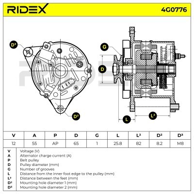 Alternator RIDEX 4G0776 4G0776 - foto 5