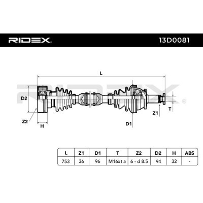 Półoś Napędowa RIDEX 13D0081 13D0081 - foto 4
