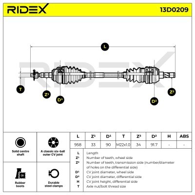 Półoś Napędowa RIDEX 13D0209 13D0209 - foto 7