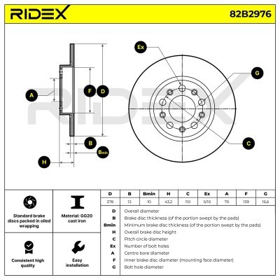Tarcza hamulcowa RIDEX 82B2976 82B2976 - foto 5