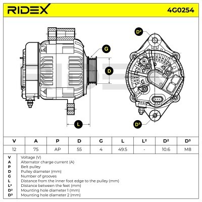 Alternator RIDEX 4G0254 4G0254 - foto 6