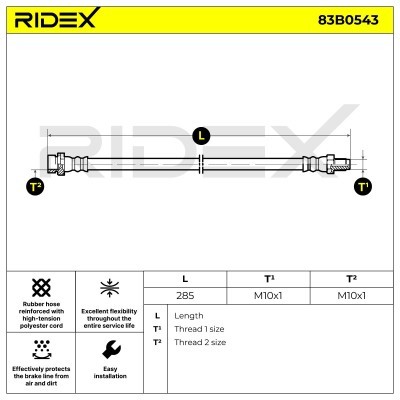 Przewód hamulcowy elast RIDEX 83B0543 83B0543 - foto 6