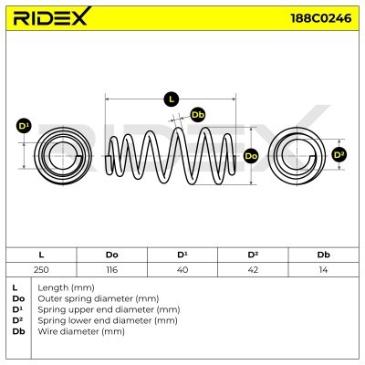 Sprężyna Zawieszenia RIDEX 188C0246 188C0246 - foto 5