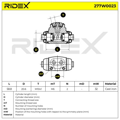 Cylinderek hamulcowy RIDEX 277W0023 277W0023 - foto 6