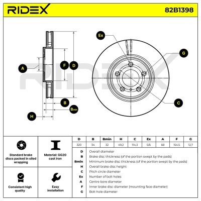 Tarcza hamulcowa RIDEX 82B1398 82B1398 - foto 7