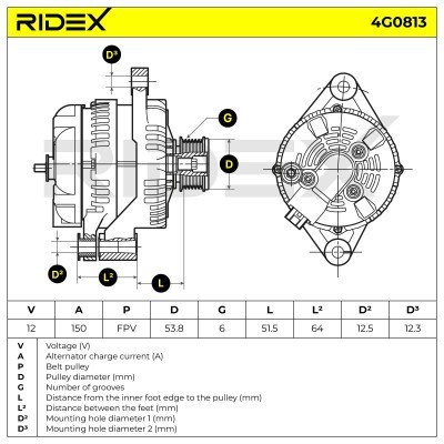 Alternator RIDEX 4G0813 4G0813 - foto 7