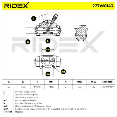 Cylinderek hamulcowy RIDEX 277W0143 277W0143 - foto 6