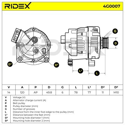 Alternator RIDEX 4G0007 4G0007 - foto 7