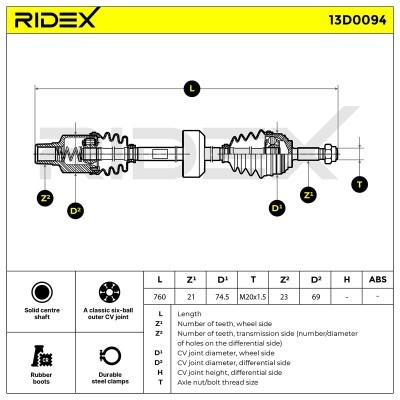 Półoś Napędowa RIDEX 13D0094 13D0094 - foto 7