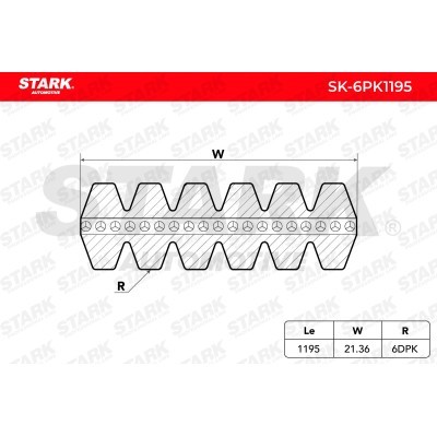 Pasek Klinowy Wielorowkowy Stark SK-6PK1195 SK-6PK1195 - foto 5