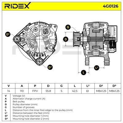 Alternator RIDEX 4G0126 4G0126 - foto 5