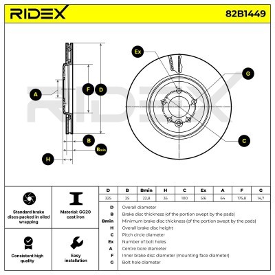 Tarcza hamulcowa RIDEX 82B1449 82B1449 - foto 7