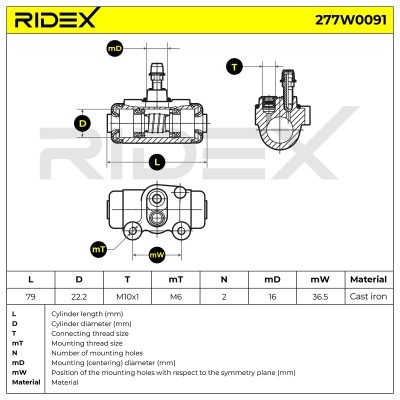 Cylinderek hamulcowy RIDEX 277W0091 277W0091 - foto 6
