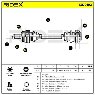 Półoś Napędowa RIDEX 13D0192 13D0192 - foto 10