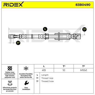 Przewód hamulcowy elast RIDEX 83B0490 83B0490 - foto 5