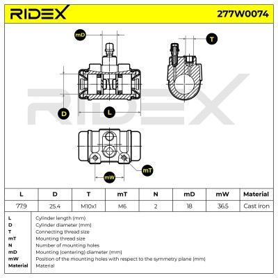 Cylinderek hamulcowy RIDEX 277W0074 277W0074 - foto 9