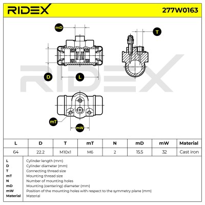 Cylinderek hamulcowy RIDEX 277W0163 277W0163 - foto 9