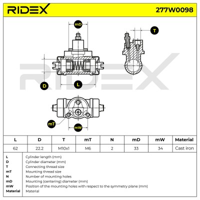 Cylinderek hamulcowy RIDEX 277W0098 277W0098 - foto 9