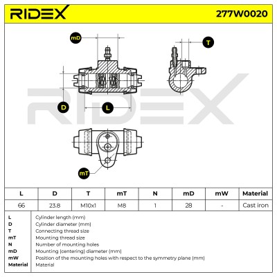 Cylinderek hamulcowy RIDEX 277W0020 277W0020 - foto 6