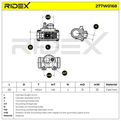 Cylinderek hamulcowy RIDEX 277W0168 277W0168 - foto 6