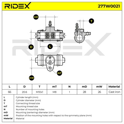 Cylinderek hamulcowy RIDEX 277W0021 277W0021 - foto 8