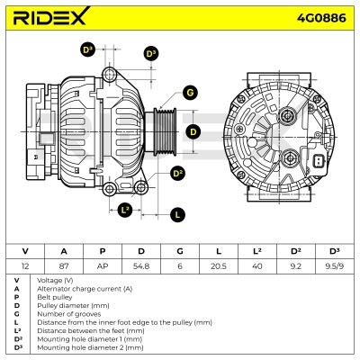 Alternator RIDEX 4G0886 4G0886 - foto 7