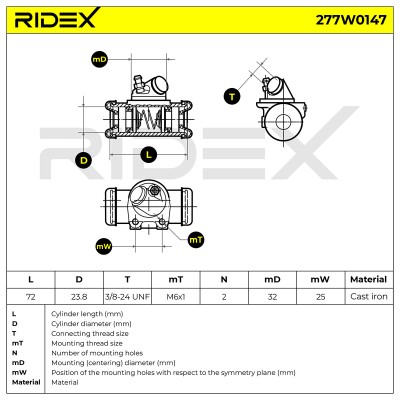 Cylinderek hamulcowy RIDEX 277W0147 277W0147 - foto 6