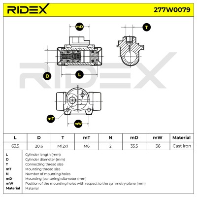 Cylinderek hamulcowy RIDEX 277W0079 277W0079 - foto 6