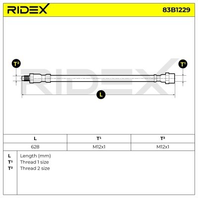 Przewód hamulcowy elast RIDEX 83B1229 83B1229 - foto 5