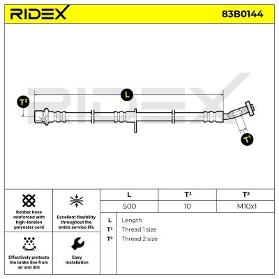 Przewód hamulcowy elast RIDEX 83B0144 83B0144 - foto 5