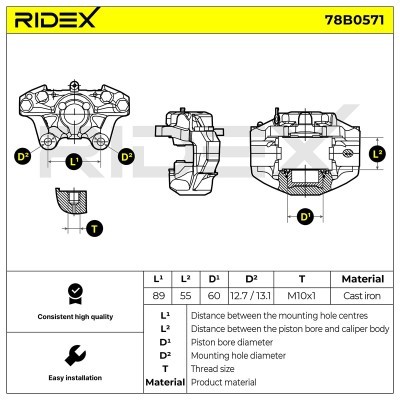 Zacisk Hamulcowy RIDEX 78B0571 78B0571 - foto 7