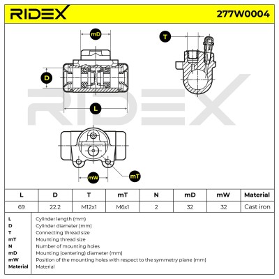 Cylinderek hamulcowy RIDEX 277W0004 277W0004 - foto 7