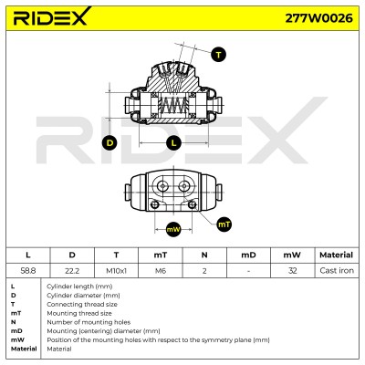 Cylinderek hamulcowy RIDEX 277W0026 277W0026 - foto 6