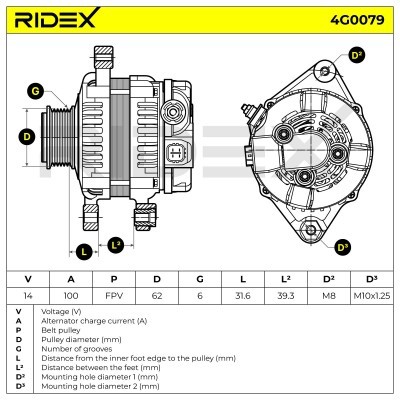 Alternator RIDEX 4G0079 4G0079 - foto 6