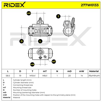 Cylinderek hamulcowy RIDEX 277W0133 277W0133 - foto 6