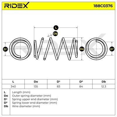 Sprężyna Zawieszenia RIDEX 188C0376 188C0376 - foto 3