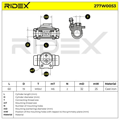 Cylinderek hamulcowy RIDEX 277W0053 277W0053 - foto 6