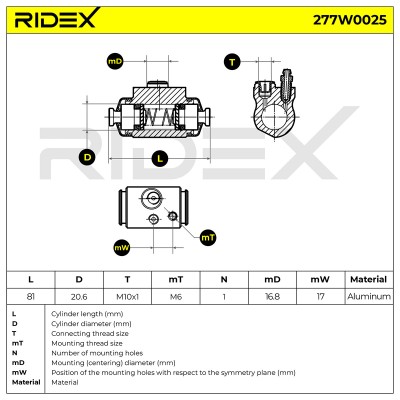 Cylinderek hamulcowy RIDEX 277W0025 277W0025 - foto 6