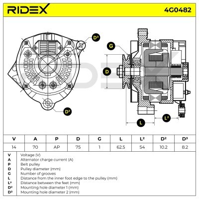 Alternator RIDEX 4G0482 4G0482 - foto 5