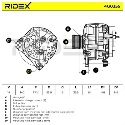 Alternator RIDEX 4G0355 4G0355 - foto 5