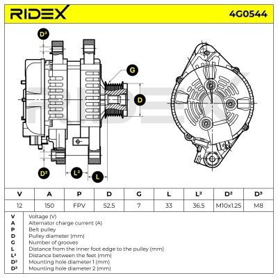 Alternator RIDEX 4G0544 4G0544 - foto 7