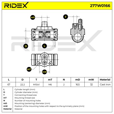Cylinderek hamulcowy RIDEX 277W0166 277W0166 - foto 7