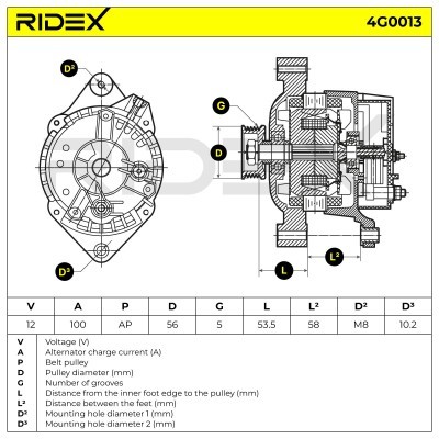 Alternator RIDEX 4G0013 4G0013 - foto 5