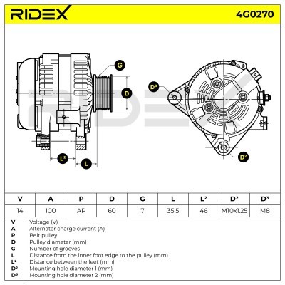 Alternator RIDEX 4G0270 4G0270 - foto 7