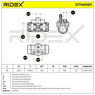 Cylinderek hamulcowy RIDEX 277W0167 277W0167 - foto 9